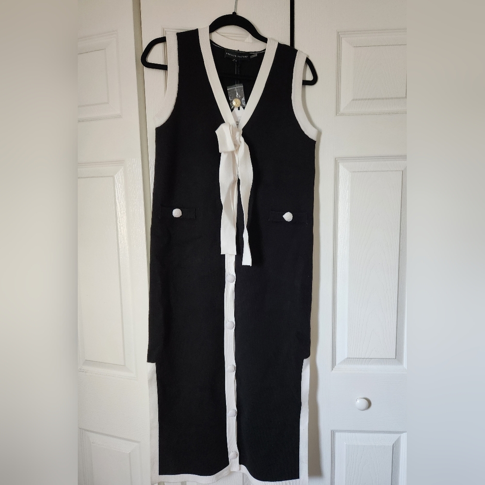 English Factory Black and White Midi Dress, Size US S